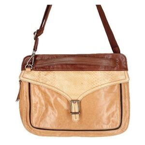 The Sak Tan Shoulder Bag Brown Leather Large Tote Purse Handbag Textured